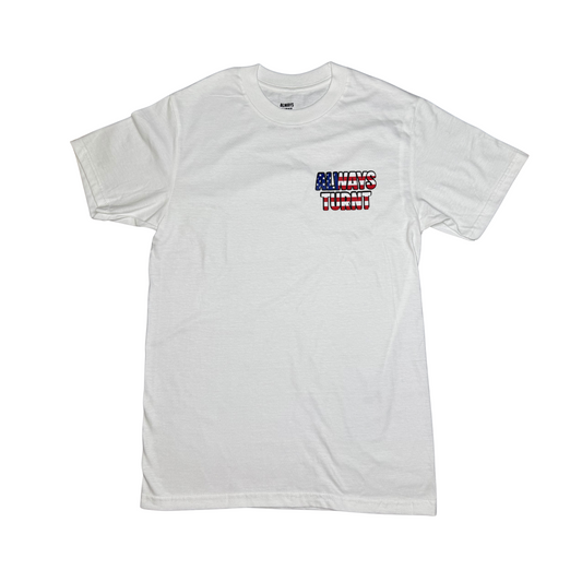 "RED, WHITE, AND TURNT" 4TH OF JULY EDITION WHITE TEE