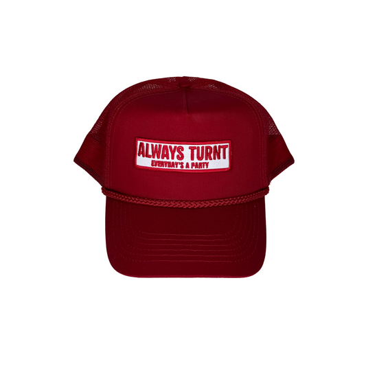 RED "ALWAYS TURNT" TRUCKER HAT