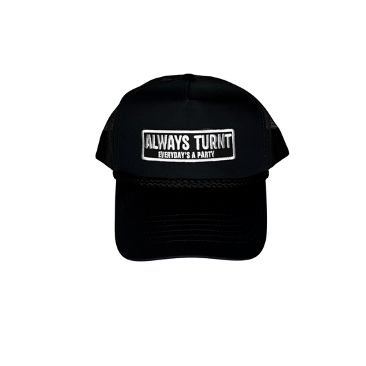 BLACK "ALWAYS TURNT" TRUCKER HAT